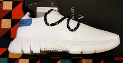 £89 • Buy New Women's ARMANI EXCHANGE White Knit Sports Luxe Trainers Running Shoes Size 6