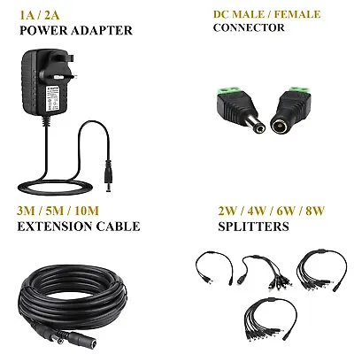 £2.75 • Buy DC Power Supply Extension Cable 5V 9V 12V For CCTV Camera/DVR/PSU Lead 3m/5m/10m