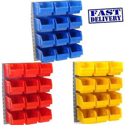 Quality Plastic Part Storage Bins Box With Steel Wall Louvre Panel COLOUR CHOICE • £49.49