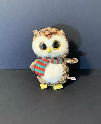 Ty Beanie Boos WISE Owl 6  Beanbag Plush Stuffed Toy Glitter Eyes Scarf No Tag • $5