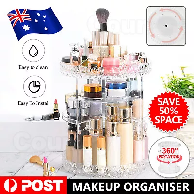 $18.45 • Buy 360° Rotating Makeup Organiser Storage Box Cosmetics Holder Display Stand Case