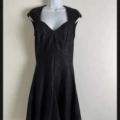 $12 • Buy Z Spoke Zac Posen Womens Black Sleeveless V Neck Textured Flare Dress Size 4