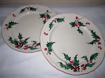 2 Pc Set VILLEROY AND BOCH HOLLY DINNER PLATES Vitrified Porcelain 10 1/2  • $109.99