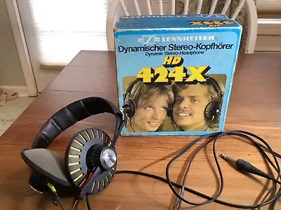 Vintage 1976 Sennheiser  HD424X Dynamic Stereo Headphones Original Box • $75