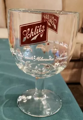 Vintage Schlitz Glass Goblet  The Beer That Made Milwaukee Famous  Bar Glass • $9.99