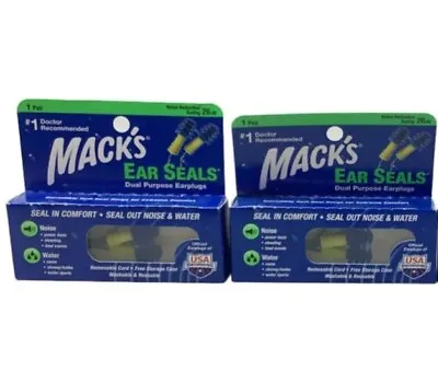 Lot Of 2 Packs Mack's EAR SEALS EARPLUG Washable Reusable Detachable Cord 26dB  • $17.55