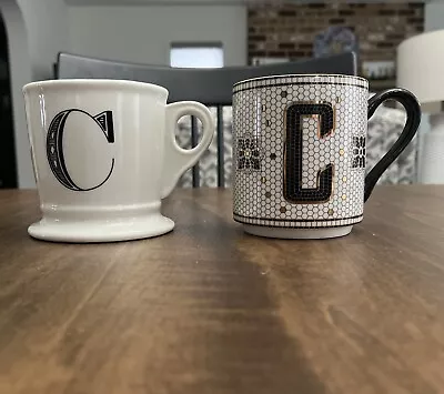 2 Anthropologie Monogram Initial Letter  C”  Coffee Mugs • $17.99