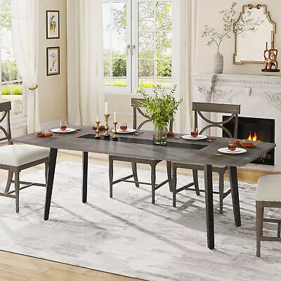 71  Farmhouse Gray Dining Table Large Rectangle Breakfast Kitchen Table For 6 • $172.88