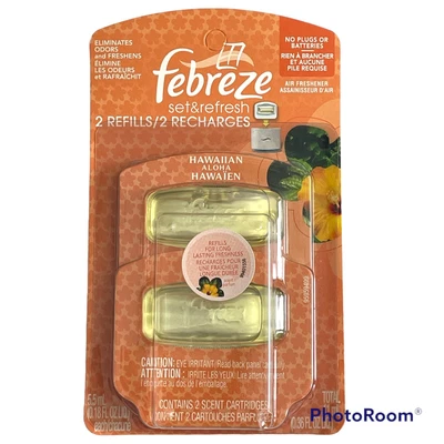 $19.95 • Buy Febreze Set & Refresh Air Freshener Small Spaces Refill Hawaiian Aloha 2 Refills