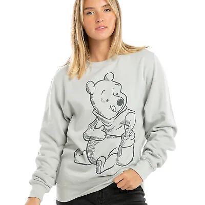 Disney Ladies Sweatshirt Winnie The Pooh Sketch Jumper Top Grey S-XL Official • £19.99