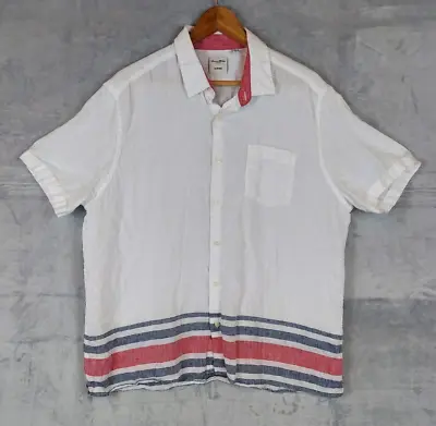 Murano Shirt Mens XL White Baird McNutt 100% Linen Short Sleeve Striped • $24.99