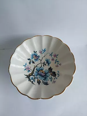 Sadler Blue Floral Dish Scalloped Edges • £3