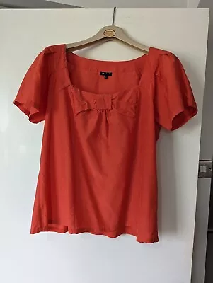 Women's Jaeger Pink Cotton / Silk Short Sleeve Top Size 14 • £1.89