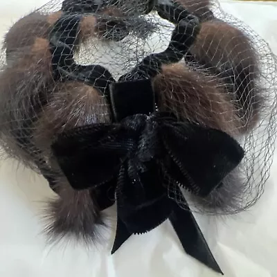 Vintage 1950's Black Velvet & Mink Fur Woman’s Hat ~ Clip Hat ~ Vintage Style • $14.95