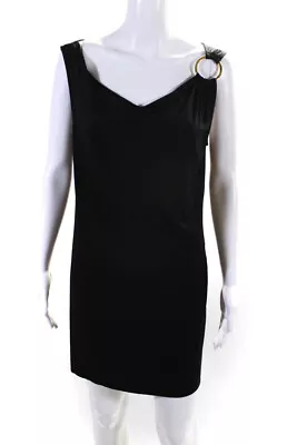 Michelle Jonas Womens Ring Shoulder Scoop Neck Short Dress Black Size Petite • $34.01