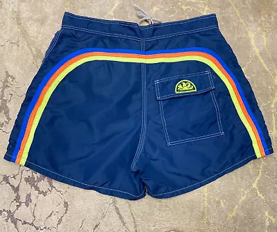 Sundek 31 Rainbow Beach Swim Board Shorts Blue Trunks Bath Suit Size 31 S • $39