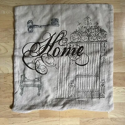 Pottery Barn Throw Pillow Cover  Home  Monogram Linen Hemp Textured Burlap 18  • $23.57