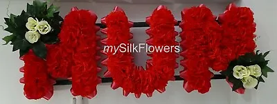 MUM Artificial Silk Funeral Tribute Any 3 Letter Name Flower Wreath NAN SON SIS • £44.99