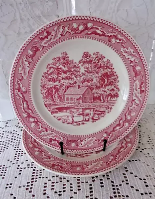 VTG MEMORY LANE ROYAL IRONSTONE 9  Luncheon Plate(s) Red~Set Of Two~ • $10