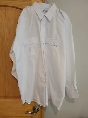 Big Mens NEW White Button Shirt With 2 Pockets And Epaulets Size 16.5 • $10