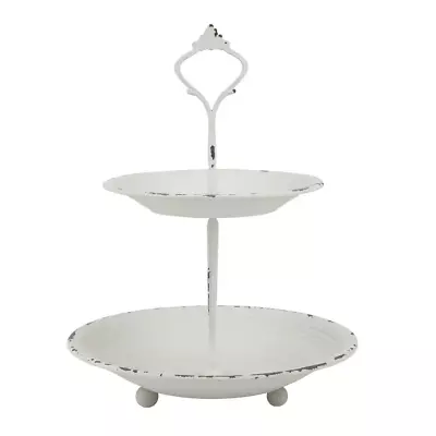 Large 2 Tier Tray - Rustic White Metal Two-tier Tray Ensures Durability • $20.99