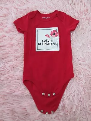 Calvin Klein Jeans Bodysuits Baby Girls 18 M Red Color. • $3.99