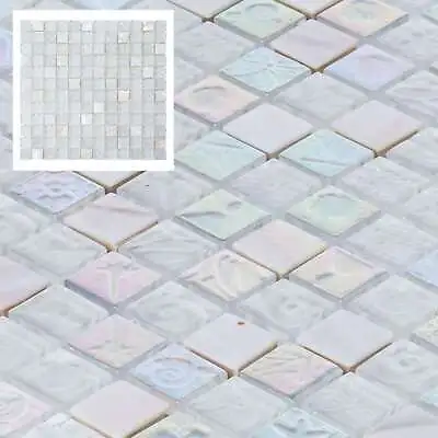 White Mother Of Pearl Shell Iridescent Glass Mosaic Tile Kitchen Bath Backsplash • $102.45