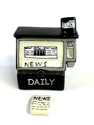 Porcelain Hinged Trinket Box Newspaper Dispenser Rare! • $39.99