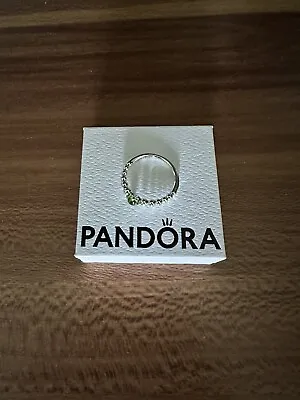 £10 • Buy PANDORA August Birthstone Beaded Sterling Silver Green Gemstone Ring, 52 - New