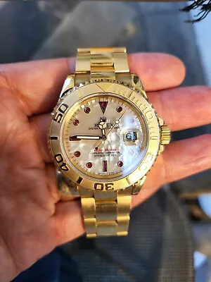 $75990 • Buy Rolex Yacht-Master 18k Yellow Gold MOP Ruby Dial 40mm Watch “ Rare Mark 1 Case “