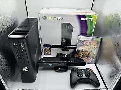 Microsoft Xbox 360 S Slim 4GB Kinect Bundle W/ Box *TESTED • $96.06