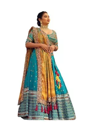 New Readymade Blue Soft Butter Silk Lehenga With Heavy Mirror Choli Sizes 42 • $160