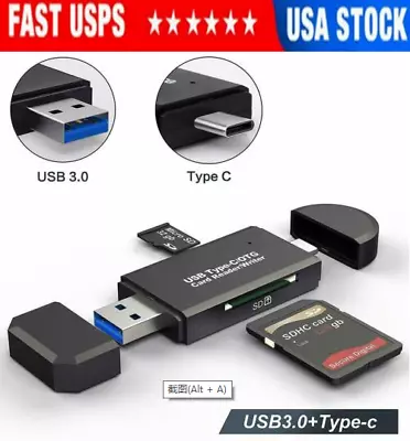 Card Reader USB 3.0 Type C Micro SD TF OTG Smart Memory Adapter Laptop Computer • $4.35