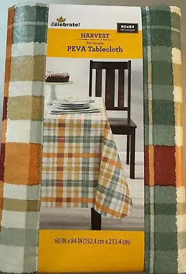 Way To Celebrate Harvest Plaid Peva Tablecloth 60  X 84  New • $10.90