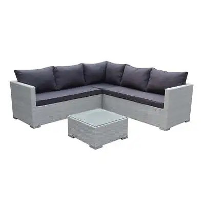 $599.99 • Buy 4pc Lounge Set Outdoor Sofa Furniture Rattan Wicker Corner W Table Garden Patio