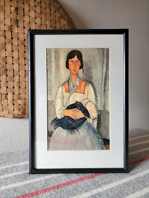 Vintage GYPSY Woman & Baby EMBOSSED PRINT Of Painting By AMEDEO MODIGLIANI 15x10 • $39.99