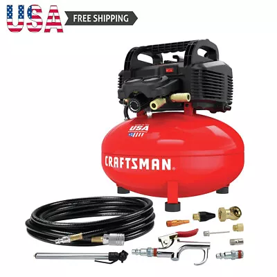 Air Compressor 6 Gal Pancake Oil Free 13 Pc Accessory Kit Uses Drilling Spraying • $178.49