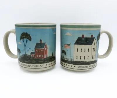 Vintage Otagiri Japan Warren Kimble American Folk Art Barn Mug Set Of 2 • $22