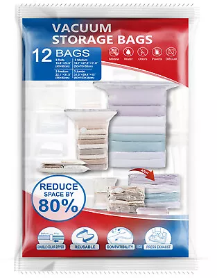 Jumbo Cube 12 Pack Vacuum Storage Bags Sealer Bags For Comforter Blanket Closet • $29.99