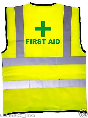 FIRST AID Printed HI VIS HI VIZ  FIRST AIDER - SAFETY VEST WAISTCOAT Reflective • £8.13