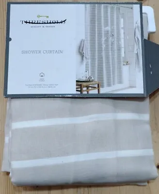 $20 • Buy Threshold Grey White Horizontal Stripe Shower Curtain ~ 100% Cotton ~ 72  X 72  