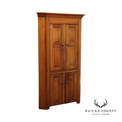 Antique 19th Century Pine Four Door Corner Cupboard • $1795