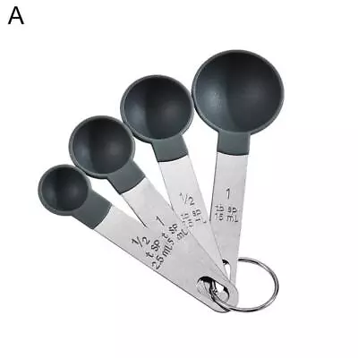 £3.40 • Buy 4pcs Steel Measuring Cups And Spoons Kitchen Baking Cooking Tool Set