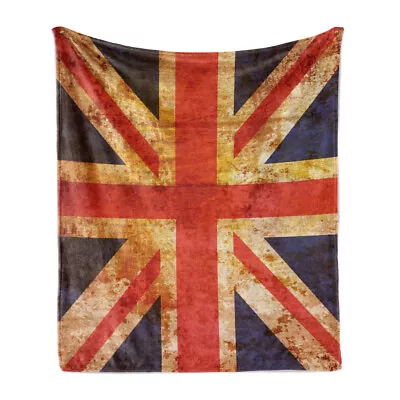 England Soft Flannel Fleece Throw Blanket Union Jack Motif Grunge • £42.99