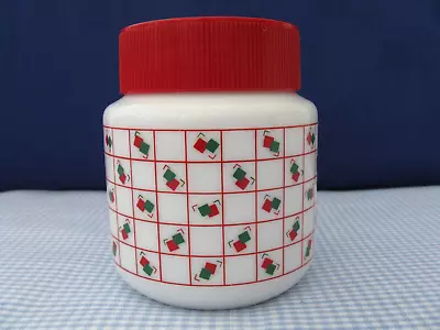 Arcopal Milk Glass Storage Jar Canister. Red Green Check With Screw Lid. Vintage • £8