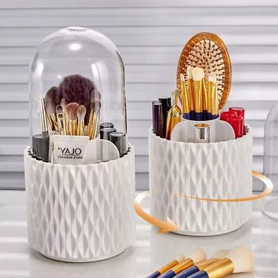 Rotating Makeup 360° Brush Holder With Lid Luxury Cosmetic Organizer Storage Box • £7.99