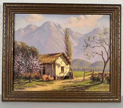 Antique Alberto Lobos Oil Painting Mountain Landscape Chilean Impressionist 1937 • $490