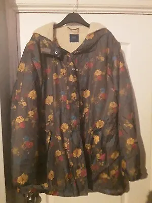 Cotton Traders Coat Womens Winter Fleece Lined Size Xxl Floral Design • £20