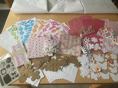 CRAFT CLEAR OUT-Craft Work Card Part Kits - FLOWERS STAMPS BOWS LRGE MATCH BOXES • £2