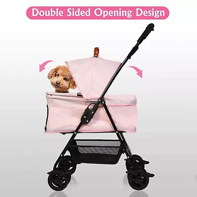 CLARFEY Folding Pet Stroller Small Medium Dog Cat Detachable Carrier Cage Travel • $72.99